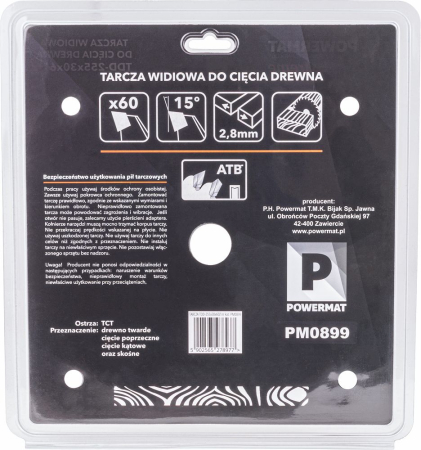 Disc circular vidia pentru lemn 255x30 mm, 60 dinti, taiere universala si finisaj, PM0899 (TDD-255x30x60Z) [5]