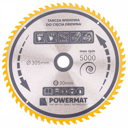 Disc circular vidia pentru lemn 305x30 mm, 60 dinti, taiere universala si curata, PM0902 (TDD-305x30x60Z) [1]