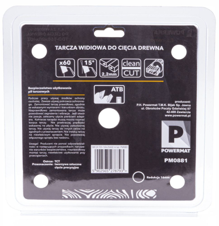 Disc circular vidia pentru lemn si plastic 160x20 mm, 60 dinti, taiere fina PM0881 (TDD-160x20x60Z) [6]