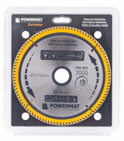 Disc circular vidia pentru lemn si plastic 210x30 mm, 100 dinti, taiere ultra-precisa, PM0891 (TDD-210x30x100Z) [4]