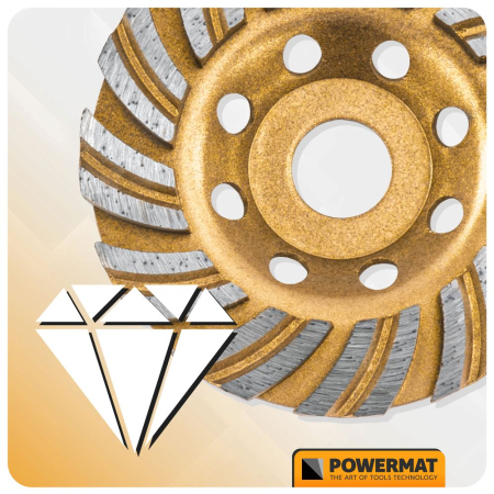 Disc diamantat oala 105mm tip L pentru slefuit beton si piatra PM1584 (PM-DTG-1051T) [15]