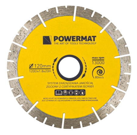 Scule electrice - Disc diamantat segmentat 120mm pentru caneluri si beton PM1270 (PM-TDG-120M)