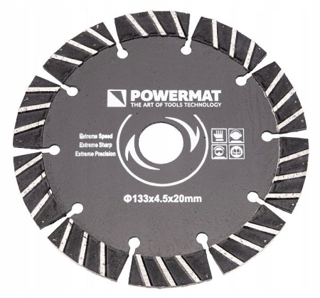 Scule electrice - Disc diamantat segmentat 133x20 mm, segment 13 mm, taiere umeda si uscata, PM1009 (PM-TDB-133x4.5x20)