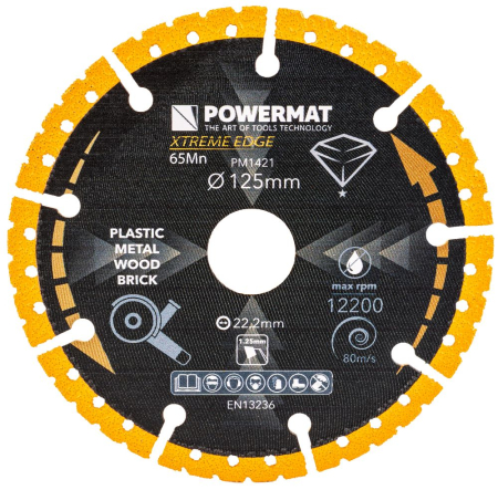 Accesorii taiere/slefuire/polizare/curatare - Disc diamantat universal 125mm dublu placat pentru metal lemn si ceramica PM1421 (PM-TDCS-1252T)
