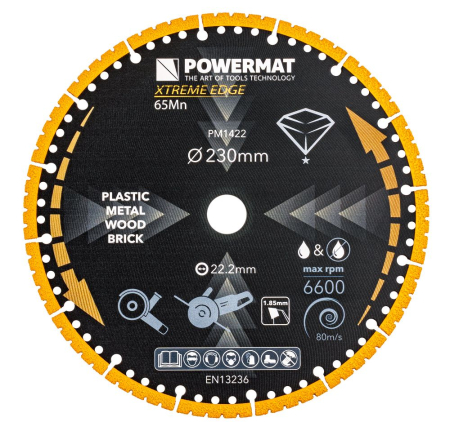 Scule electrice - Disc diamantat universal 230mm dublu placat pentru sticla ceramica metal si lemn PM1422 (PM-TDCS-2301T)