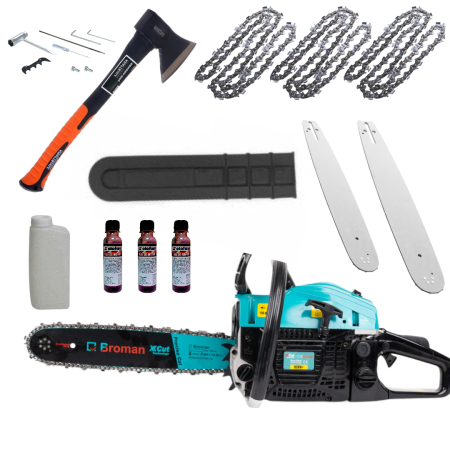 Fierastraie - Drujba fierastrau benzina 7.1CP + 2 lame 3 lanturi ulei (BRM01757+)