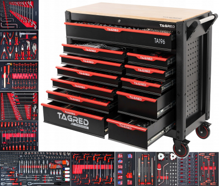 Dulap scule echipat si neechipat - Dulap scule profesional atelier 12 sertare XXL echipat 541 piese (TA196)