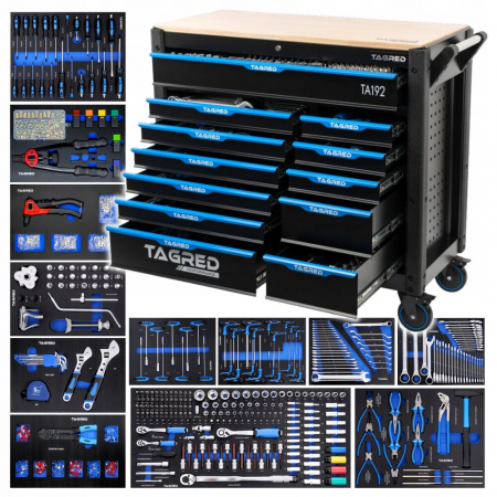 Dulap scule echipat si neechipat - Dulap scule profesional atelier 12 sertare XXL echipat 713 piese (TA192)