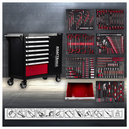 Dulap scule profesional atelier 7 sertare  echipat 299 piese (KD1068) [16]