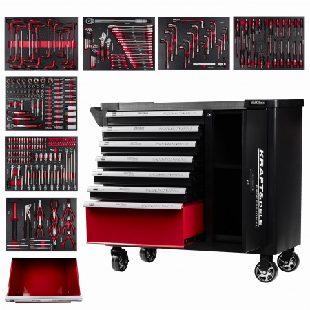 Dulap scule echipat si neechipat - Dulap scule profesional atelier 7 sertare  echipat 299 piese (KD1068)