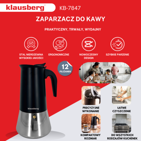 Espressor moka 12 cesti din otel inoxidabil  (KB-7847) [6]