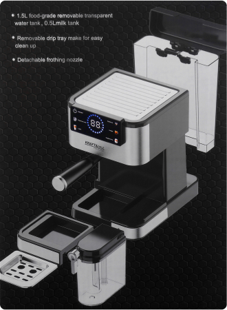 Espressor manual 1500W 20 bar cu PID afisaj LCD si spumare lapte (KD4292) [13]