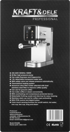 Espressor manual 20 bar 1500W cu panou tactil si afisaj LED pentru espresso cappuccino si latte (KD4290) [17]