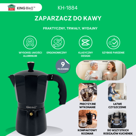 Espressor moka aluminiu negru, 9 cesti (KH-1884) [15]