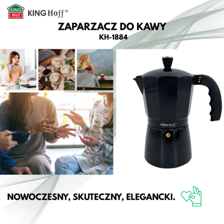 Espressor moka aluminiu negru, 9 cesti (KH-1884) [11]