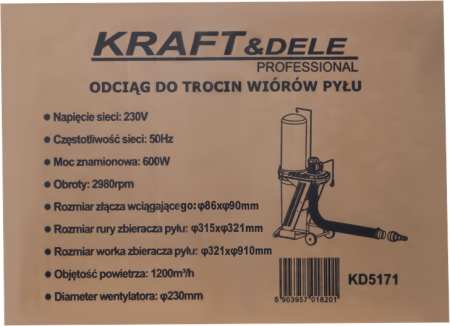 Extractor exhaustor de rumegus praf 600W 75L furtun 2m (KD5171) [18]