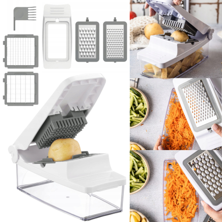 Ustensile bucatarie - Feliator manual pentru legume si razatoare multifunctionala cu accesorii interschimbabile (KH-1873-1)