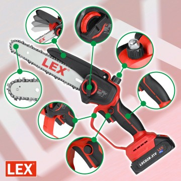 Ferastrau cu lant cu acumulator pentru crengi 21v 2ah ghidaj 8 inch 20cm cu accesorii si valiza (LXCD2B-21V) [1]