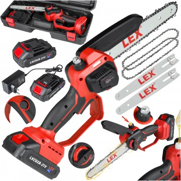 Fierastraie - Ferastrau cu lant cu acumulator pentru crengi 21v 2ah ghidaj 8 inch 20cm cu accesorii si valiza (LXCD2B-21V)