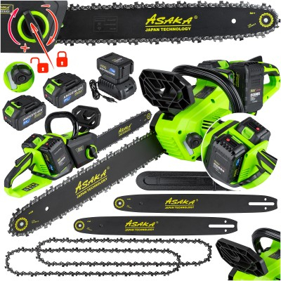 Fierastraie - Ferastrau cu lant pe acumulator Asaka 16" 42V, include 2 acumulatori, 2 lanturi, 2 sine (ASCCS16-42V)