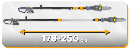 Ferastrau cu lant telescopic (emondor) cu acumulator 20V, 2Ah, lungime 172-240 cm, PM0744 (PM-APW-20C) [16]