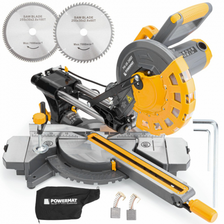 Fierastrau circular debitat lemn 2400W 2 panze 255mm debitator glisare (PM0875) [0]