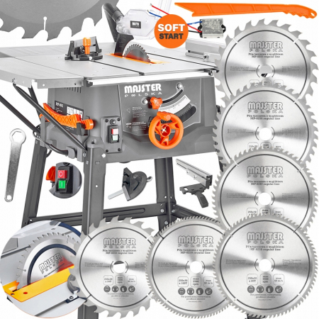 Fierastrau circular lemn cu masa 3400W + 6 PANZE inclinare reglabila unghi stationar banc (MP0001+) [0]