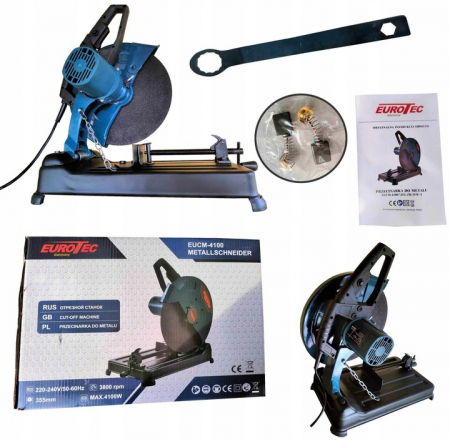Fierastraie - Fierastrau debitat metale 4100w disc 355mm, circular, debitator stationar cu masa si menghina reglaj unghi (EUCM-4100)