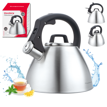 Fierbatoare - Fierbator apa 2.5L din inox cu fluier si maner soft touch pentru toate tipurile de plite (KB-7951)