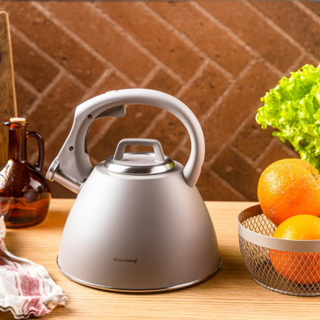 Fierbator apa 2.5L din inox culoare bej mat cu fluier si maner soft touch (KB-7953) [9]