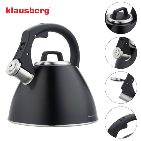 Fierbator apa 2.5L din inox negru mat cu fluier si maner soft touch pentru toate plitele (KB-7952) [5]