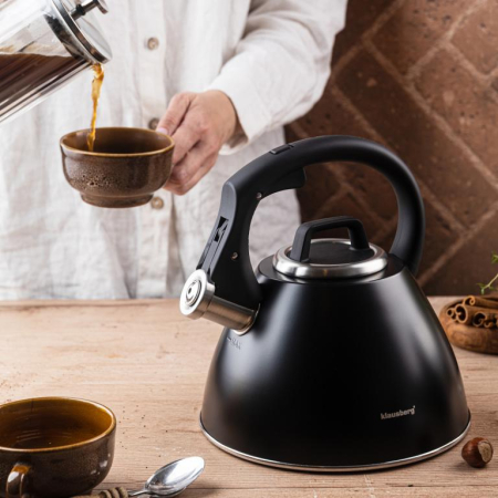 Fierbator apa 2.5L din inox negru mat cu fluier si maner soft touch pentru toate plitele (KB-7952) [12]