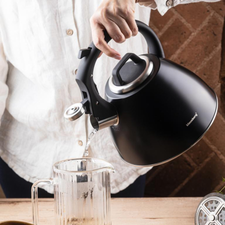 Fierbator apa 2.5L din inox negru mat cu fluier si maner soft touch pentru toate plitele (KB-7952) [10]