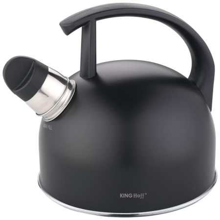 Fierbatoare - Fierbator manual cu fluier, otel inoxidabil, culoare negru mat, capacitate 1.5 l (KH-1897)