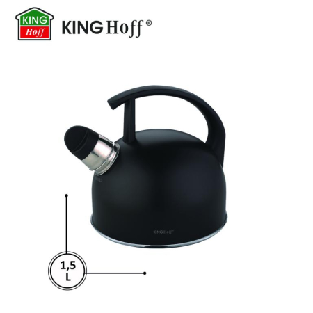 Fierbator manual cu fluier, otel inoxidabil, culoare negru mat, capacitate 1.5 l (KH-1897) [1]