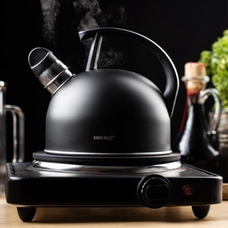 Fierbator manual cu fluier, otel inoxidabil, culoare negru mat, capacitate 1.5 l (KH-1897) [10]
