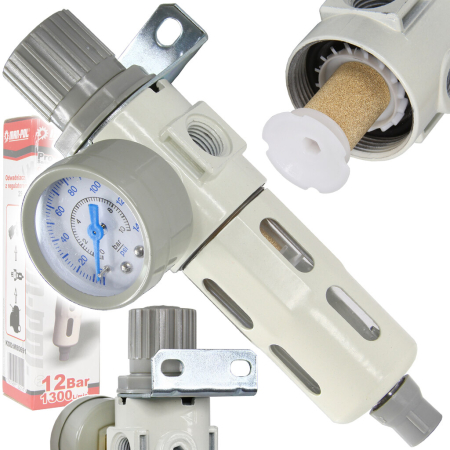 Altele - Filtru regulator de aer comprimat 1/4", separator apa si ulei, 1300 l/min (M80691)