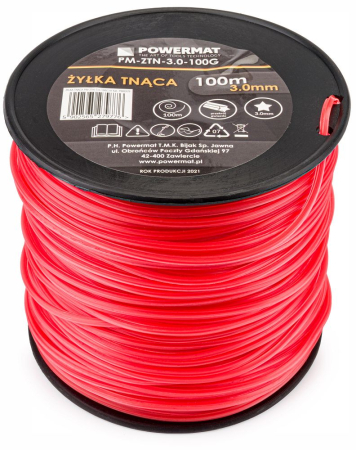 Fir de taiere pentru motocoasa 3,0 mm x 100 m, profil stea, profesional, pentru iarba si buruieni PM0979 (PM-ZTN-3.0-100G) [1]