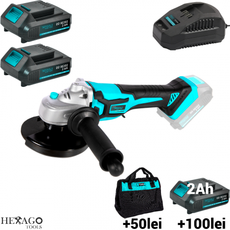 Unghiulare/drepte - Flex Polizor unghiular 125mm 18V fara perii 2 baterii acumulator (DZ-SE184+)