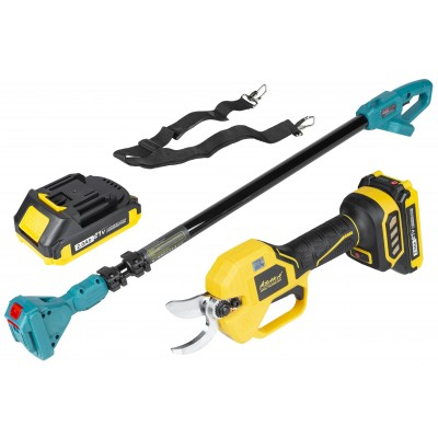 Foarfeca de gradina cu acumulator 21V si brat telescopic 250 cm, 2 acumulatori, diametru de taiere 30 mm, valiza transport (ASCES-21V+ALHP250) [1]