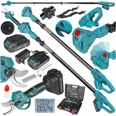 Aparate pe acumulator / baterie - Foarfeca de gradina pe acumulator cu tija telescopica 21V 2Ah 250cm (ALCPS45-21-2)