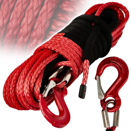 Scripete/chinga auto/troliu - Franghie funie rezistenta pentru troliu cu carlig 8mm 24m (KD1319)