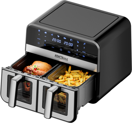Casa - Friteuza cu aer cald Air Fryer 9L 2500W cu 2 compartimente si display LCD (KD4179)