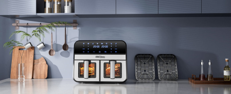Friteuza cu aer cald Air Fryer 9L 2500W cu 2 compartimente si display LCD (KD4179) [11]