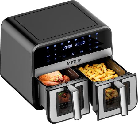 Friteuza cu aer cald Air Fryer 9L 2500W cu 2 compartimente si display LCD (KD4179) [1]