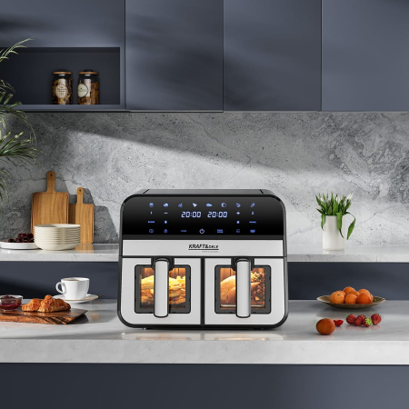 Friteuza cu aer cald Air Fryer 9L 2500W cu 2 compartimente si display LCD (KD4179) [20]