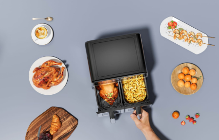 Friteuza cu aer cald Air Fryer 9L 2500W cu 2 compartimente si display LCD (KD4179) [7]