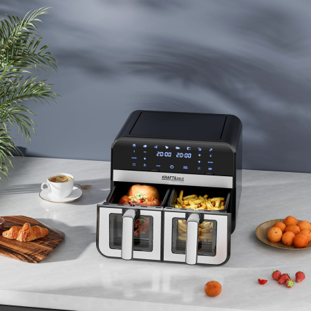 Friteuza cu aer cald Air Fryer 9L 2500W cu 2 compartimente si display LCD (KD4179) [22]