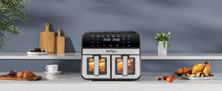 Friteuza cu aer cald Air Fryer 9L 2500W cu 2 compartimente si display LCD (KD4179) [10]