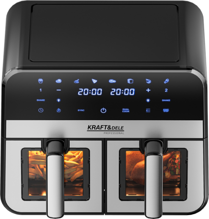 Friteuza cu aer cald Air Fryer 9L 2500W cu 2 compartimente si display LCD (KD4179) [4]